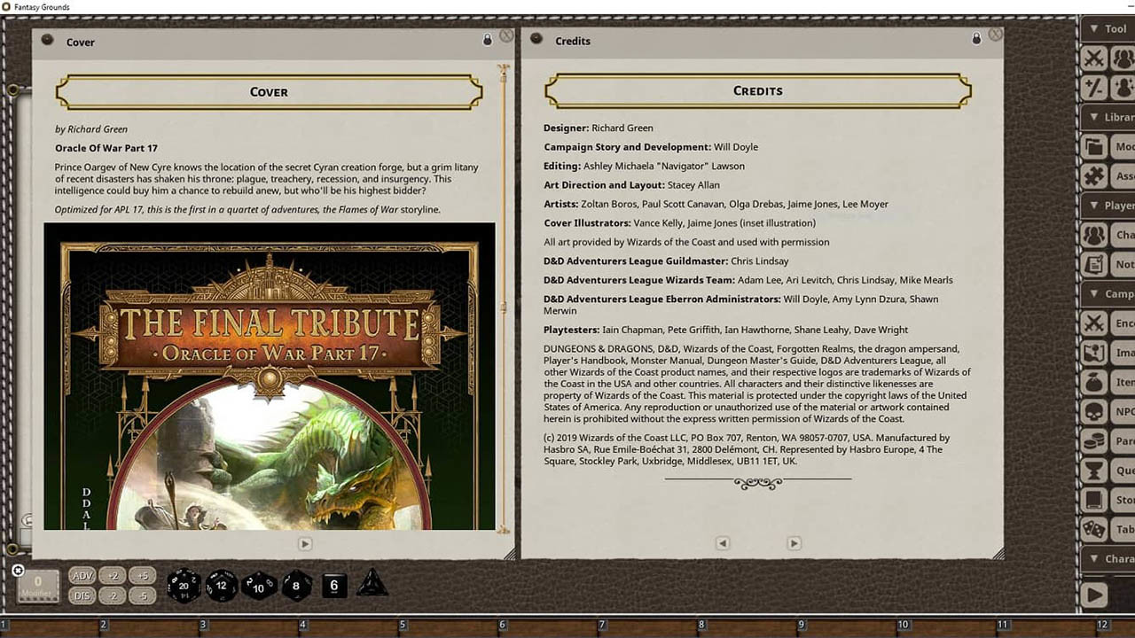 Fantasy Grounds - DD Adventurers League EB-17 The Final Tribute