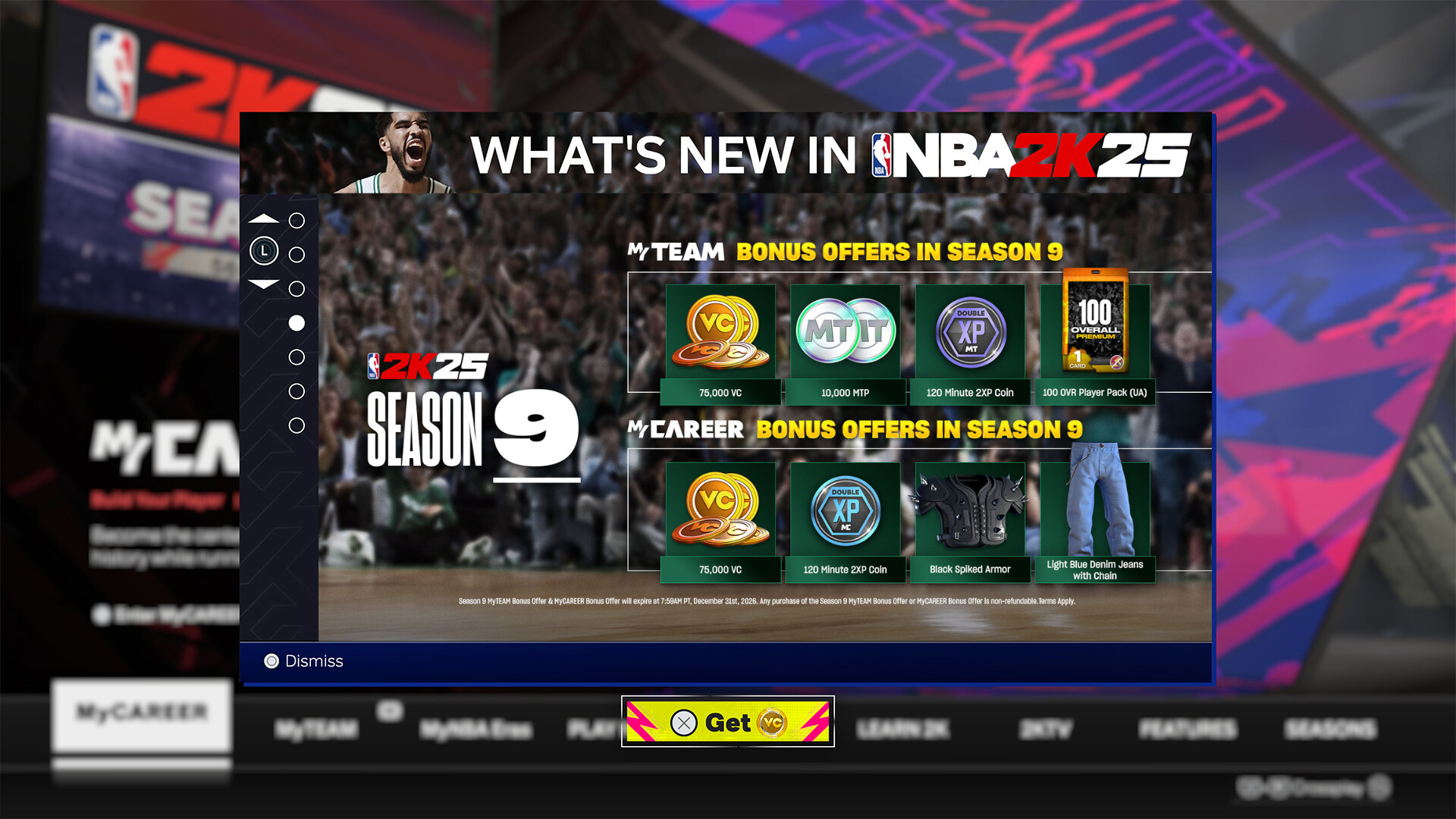 Бонусное предложение NBA 2K25 MyTEAM Bonus Offer: Season 9